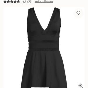 New Lands' End Women's Black V-Neck Swim Dress